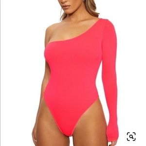 NAKED WARDROBE Side Piece Bodysuit - Hot Pink sz.L